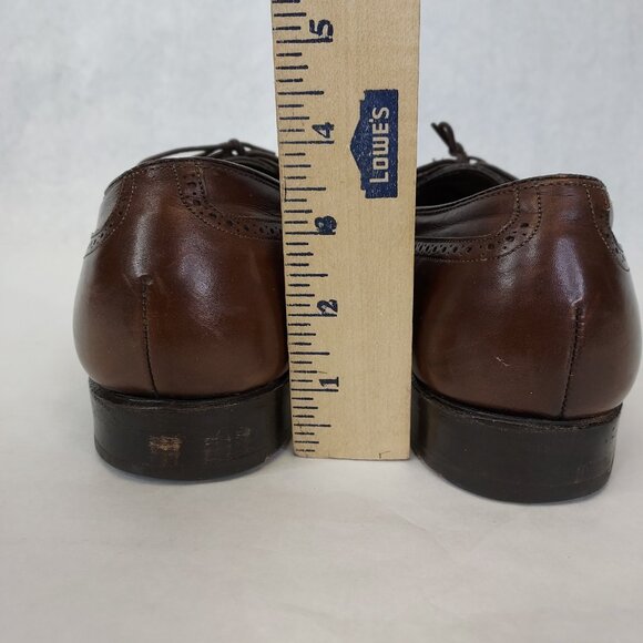 Johnston & Murphy Brogue Oxford Wingtip Men 8 Leather Crown Aristocraft BROWN - Picture 9 of 16